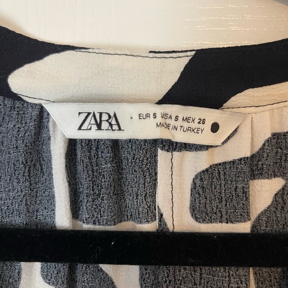 ZARA PRINTED MIDI DRESS BLACK/WHITE Size S - Picture 3 of 4
